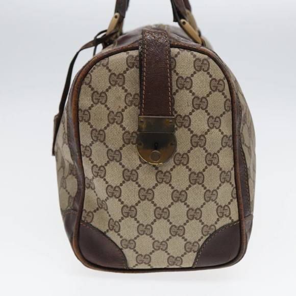 GUCCI GG Supreme Web Sherry Line Boston Bag PVC Beige Red Green Auth 84232 - Picture 4 of 16